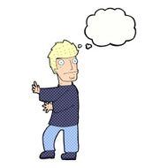 cartoon nervous man with thought bubble N123