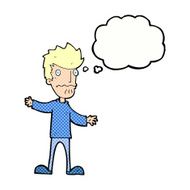 cartoon nervous man with thought bubble N124