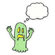 cartoon spooky ghost with thought bubble N44