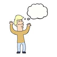 cartoon nervous man with thought bubble N125
