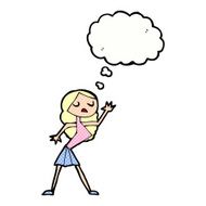 cartoon woman dancing with thought bubble N27