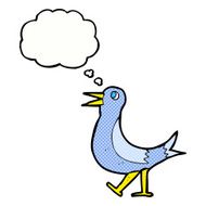 cartoon walking bird with thought bubble N19