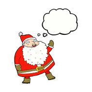 funny waving santa claus cartoon with thought bubble N19