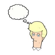 cartoon bored man with thought bubble N34