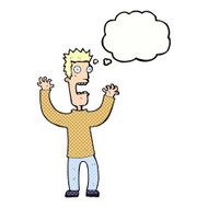 cartoon terrified man with thought bubble N205