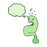 cartoon halloween ghost in bottle with thought bubble N19