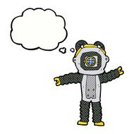 cartoon deep sea diver with thought bubble N28