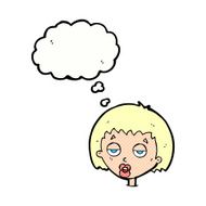 cartoon bored woman with thought bubble N27