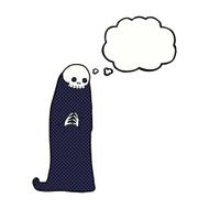 cartoon halloween ghoul with thought bubble N8