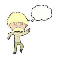cartoon seventies style man disco dancing with thought bubble N10