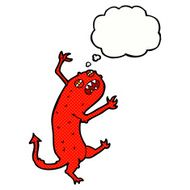 cartoon little monster with thought bubble N27