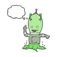 cartoon alien spaceman with thought bubble N19