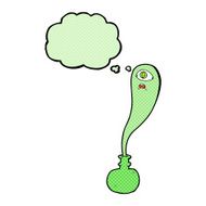 cartoon halloween ghost in bottle with thought bubble N20