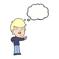 cartoon shocked man pointing with thought bubble N9