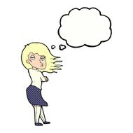 cartoon woman making photo face with thought bubble N10