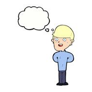 cartoon happy man with thought bubble N413