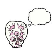 cartoon sugar skull with thought bubble N2