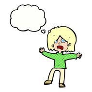 cartoon unhappy person with thought bubble N10