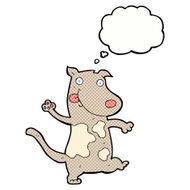 cartoon happy dog with thought bubble N77