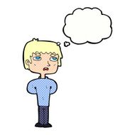 cartoon unhappy man with thought bubble N10