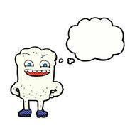 cartoon happy tooth with thought bubble N35