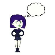 cartoon vampire girl with thought bubble N205
