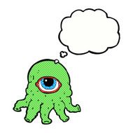 cartoon alien head with thought bubble N10