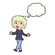 cartoon woman with no worries thought bubble N33
