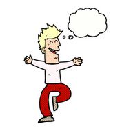 cartoon laughing man with thought bubble N19