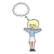 cartoon excited woman with thought bubble N119