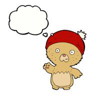 cartoon cute teddy bear in hat with thought bubble N11