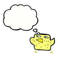 cartoon bird with thought bubble N247