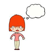 cartoon woman staring with thought bubble N28