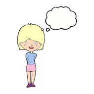 cartoon friendly woman with thought bubble N63