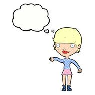 cartoon happy woman with thought bubble N230