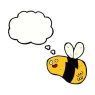 cartoon bee with thought bubble N29