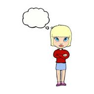 cartoon woman with crossed arms thought bubble N39
