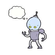 cartoon alien robot with thought bubble N15