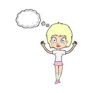 cartoon pretty girl with thought bubble N93