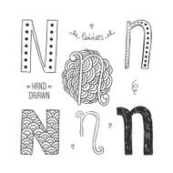 Vector hand drawn alphabet N11