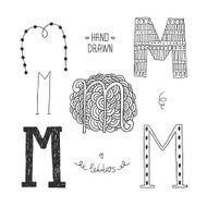 Vector hand drawn alphabet N12