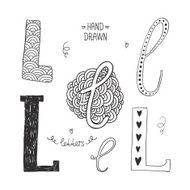 Vector hand drawn alphabet N13