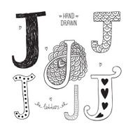 Vector hand drawn alphabet N15