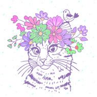 cat with wreath