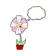 cartoon flower with thought bubble N35