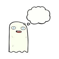 funny cartoon ghost with thought bubble N84