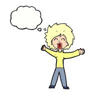 cartoon woman shouting with thought bubble N10