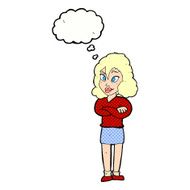 cartoon woman with crossed arms thought bubble N40