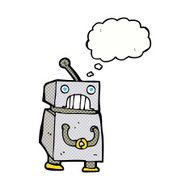 cartoon robot with thought bubble N158