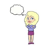 cartoon woman with crossed arms thought bubble N41